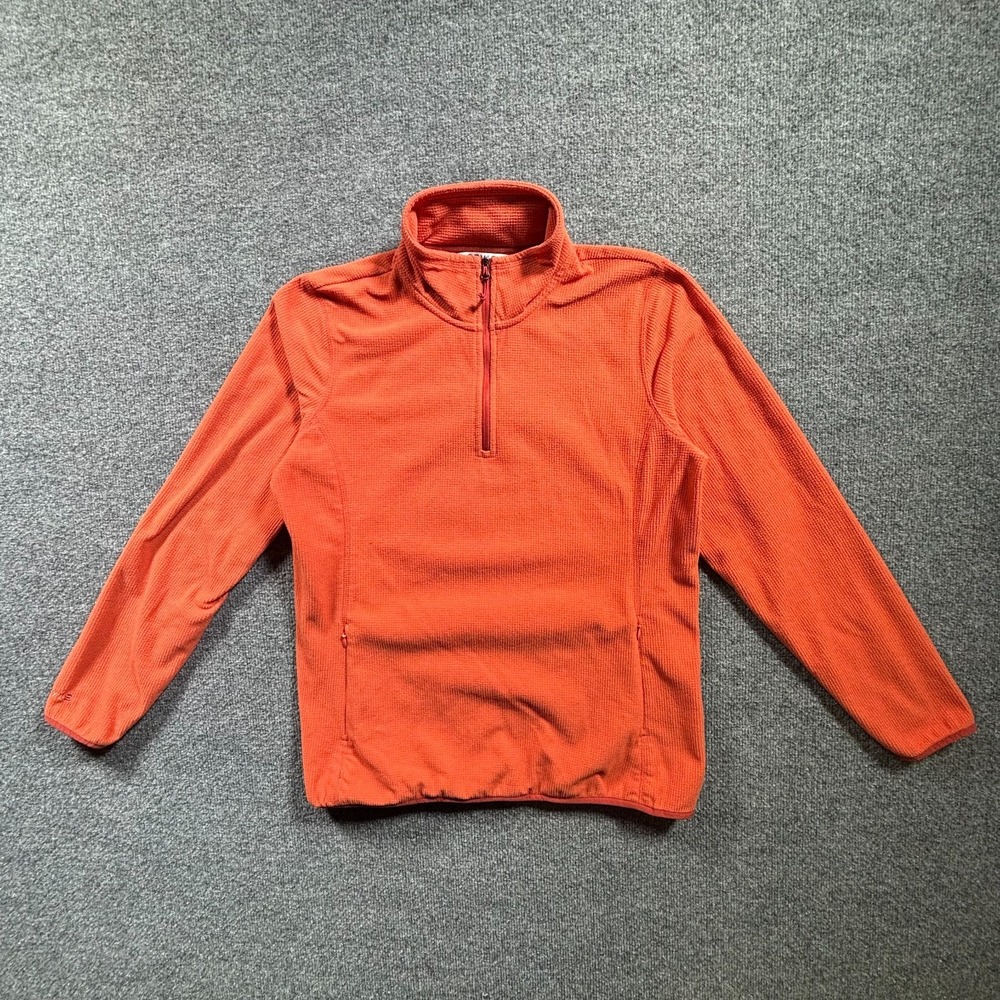 Orvis Golf Shirt Men's M Orange Polyester Fleece-Lined Training Running 1/4 Zip